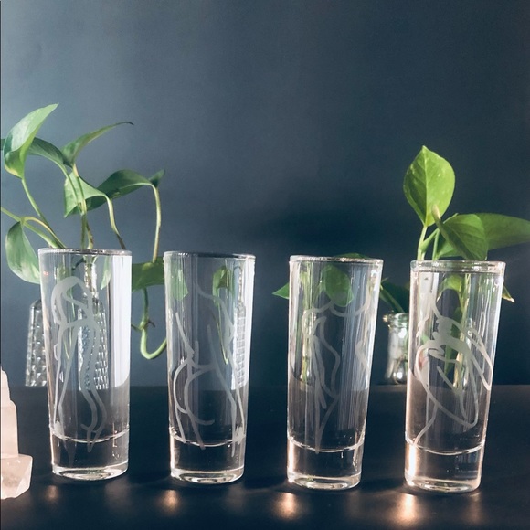 Female Line Art Etched Shot Glasses set of 4 - Picture 4 of 10